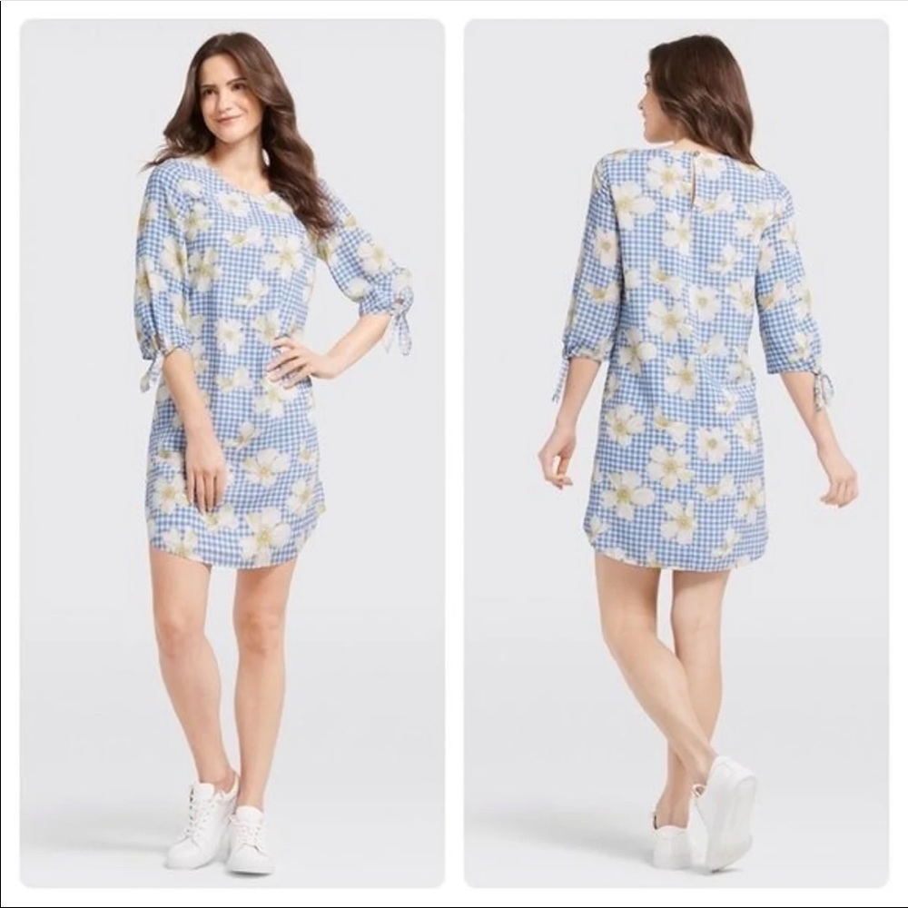 Draper James Blue Gingham and Floral dress- size 12